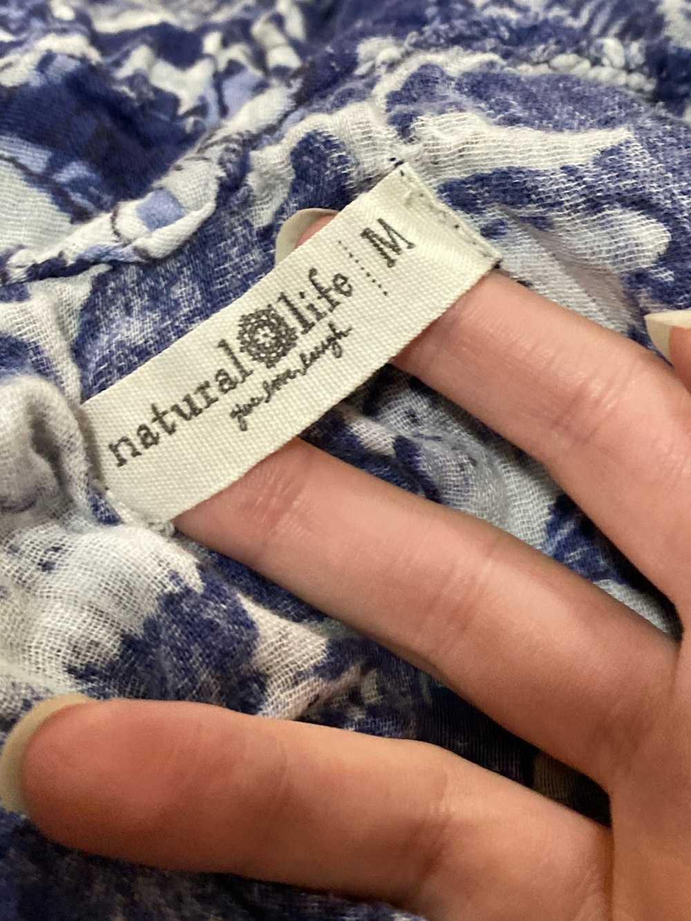 Natural Life Brooklynn Cotton Gauze Maxi Dress Blue & White Floral Medium - Picture 5 of 8